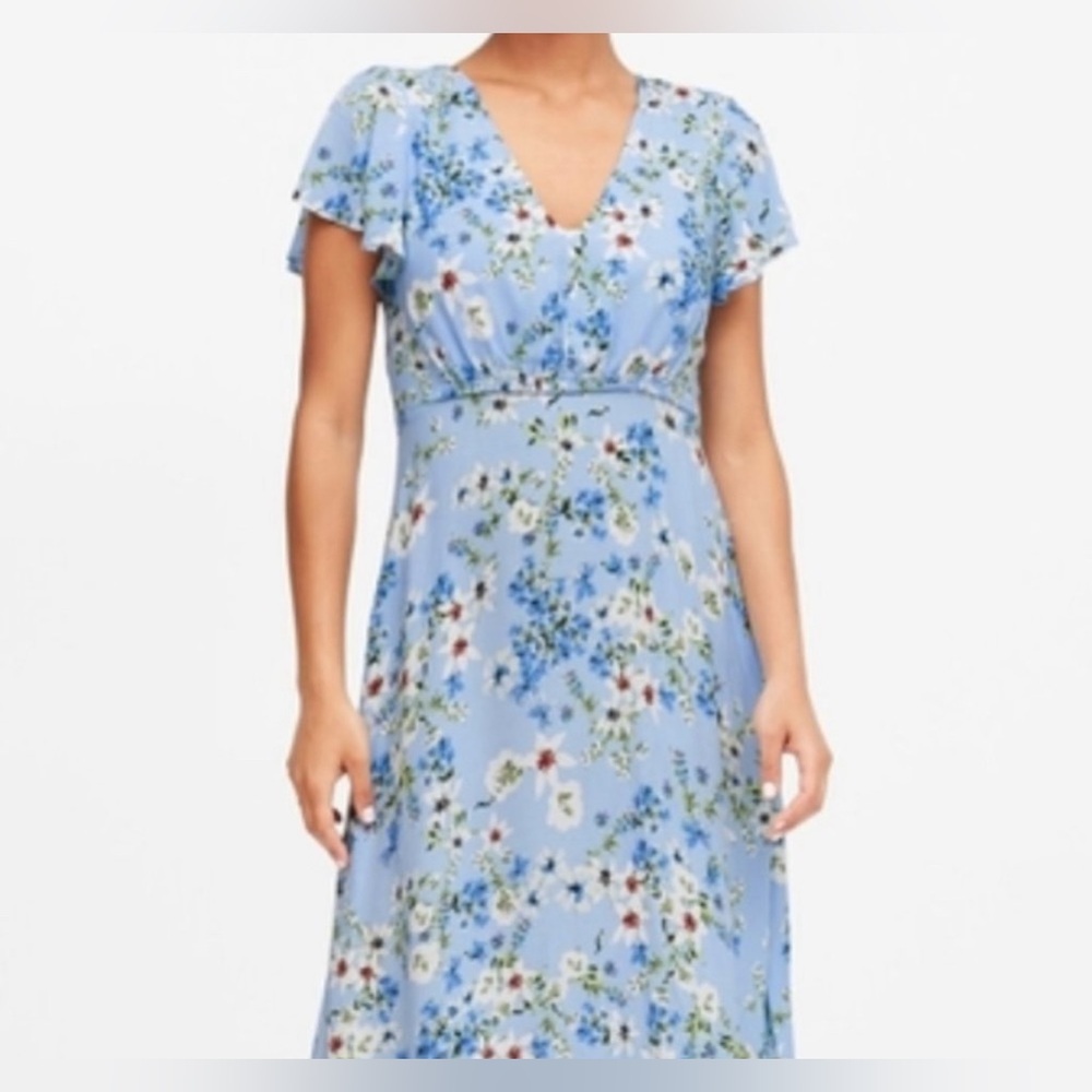 Banana Republic Blue Floral Dress 12P New With Tag